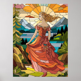 Poster Lady do Vista Cênico: Elegância de Vidro Armado
