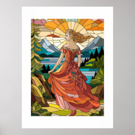 Poster Lady do Vista Cênico: Elegância de Vidro Armado