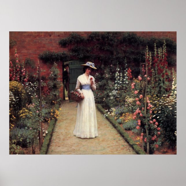 Poster Lady em um jardim - Edmund Blair Leighton (Frente)