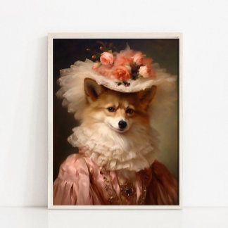 Poster Lady Fox Vintage Portrait Art Print, Renaissance 