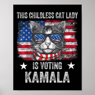 Poster Lady Gato Sem Filhos Está Votando Kamala Harris 20