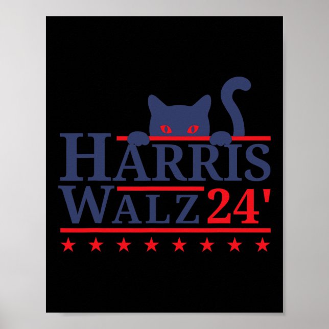 Poster Lady Gato Sem Fios Para Kamala Harris Tim Wheimer  (Frente)
