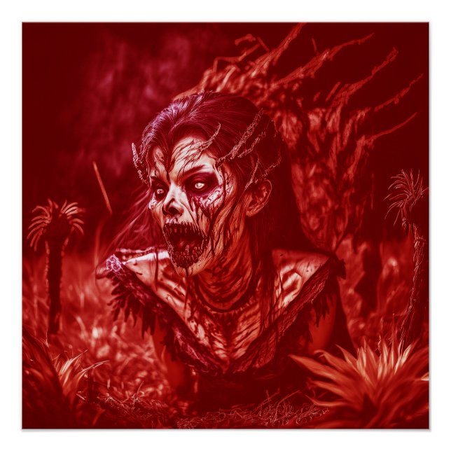 Póster Lady Ghoul Snarling Amidst Plants (Frente)