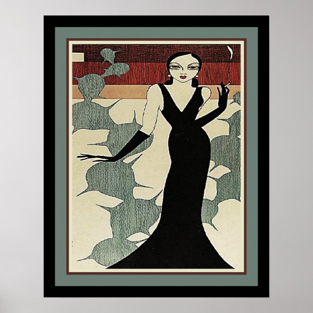 Poster Lady in Black Dress ca. 1931 Art Deco (Frente)