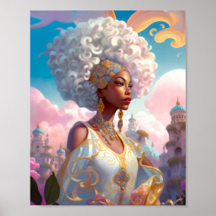Poster Lady In Surreal World African American Art