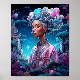Poster Lady In Surreal World African Art Role