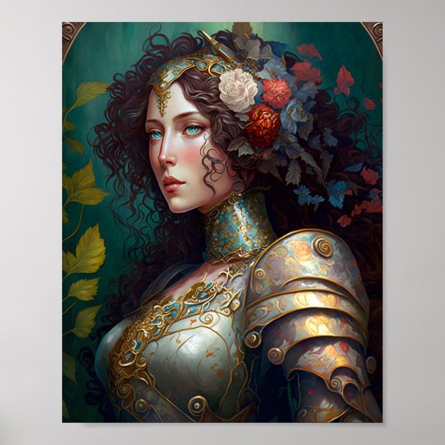 Poster Lady Knight Warrior Armor Fantasy Art (Frente)