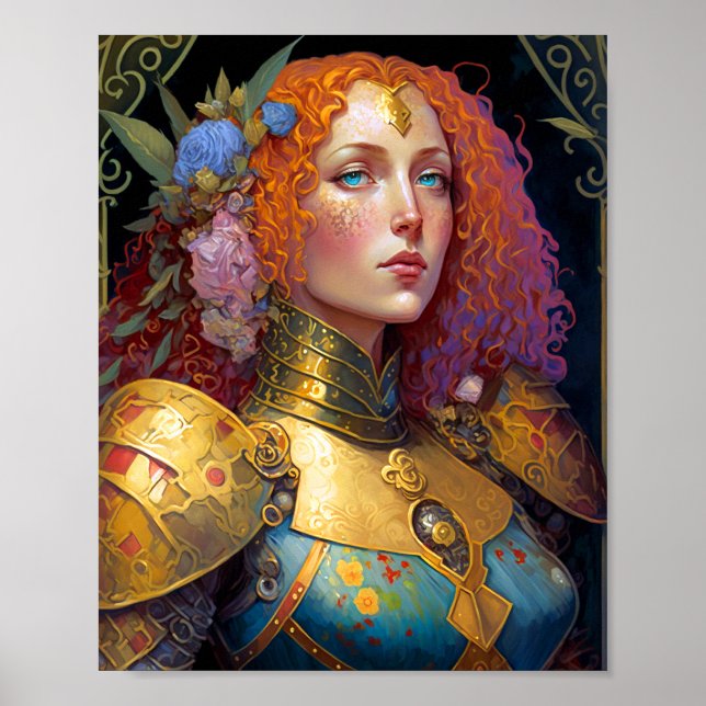 Poster Lady Knight Warrior Armor Fantasy Art (Frente)
