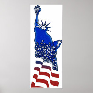 Poster Lady Liberty em vermelho, branco e azul