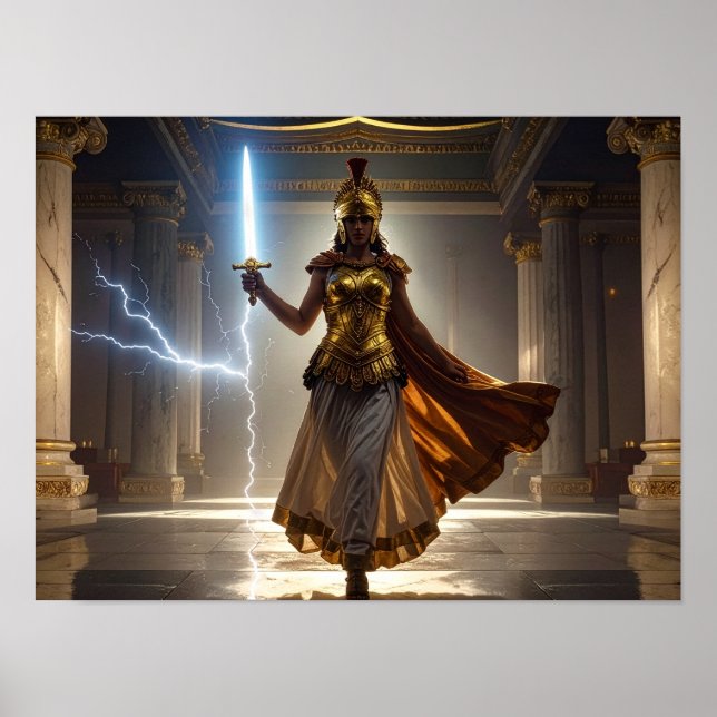 Poster Lady Liberty Goddess Athena Warrior USA Democracy (Frente)