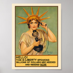 Póster Lady Liberty no telefone