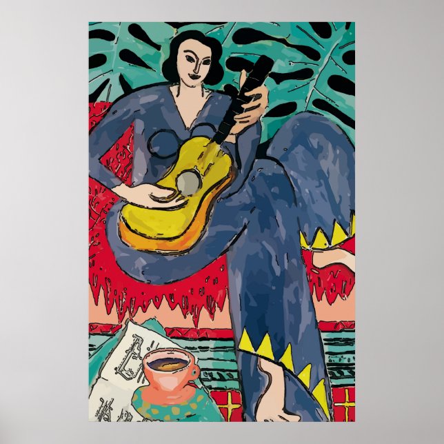 Póster Lady Matisse com a Taça de Violão e Café (Frente)