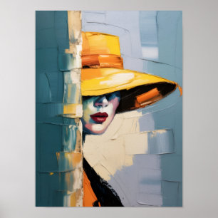 Poster Lady no Chapéu Amarelo
