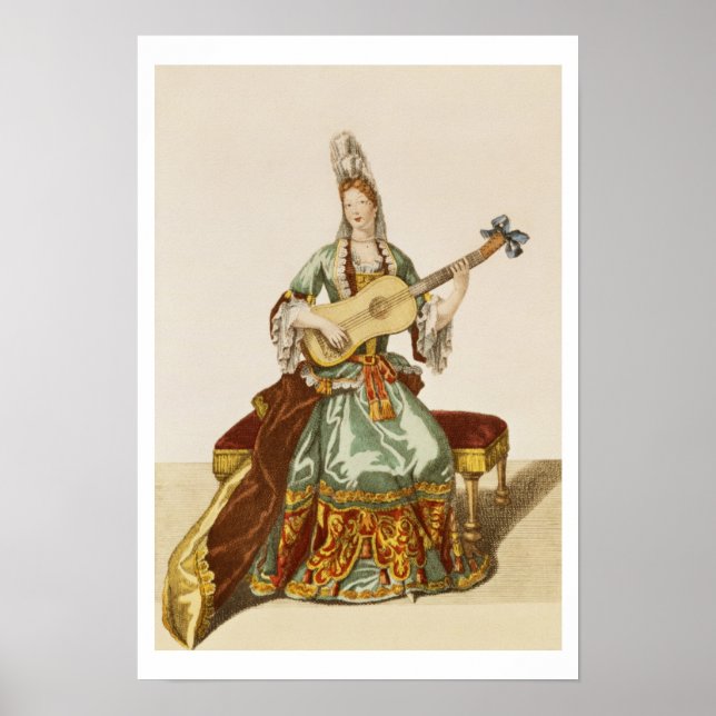 Poster Lady of Quality tocando guitarra, placa de moda, (Frente)
