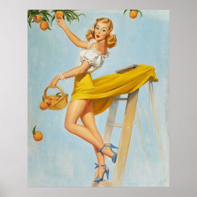 Poster Lady Picking Peaches Pinup (Frente)