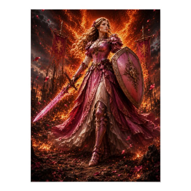 Póster Lady Rosaline Brightshield – Guardiã Rosefire (Frente)