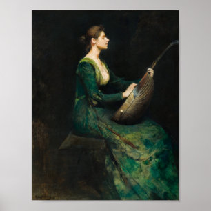 Poster Lady with a lute by Thomas Dewing