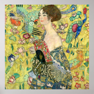 Póster Lady with Fan - Gustav Klimt