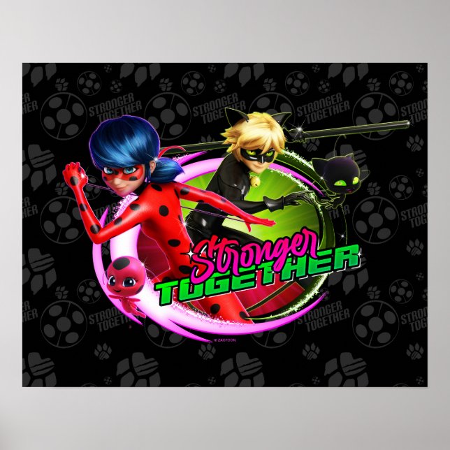 Poster Ladybug e Cat Noir | Mais Fortes Juntos (Frente)