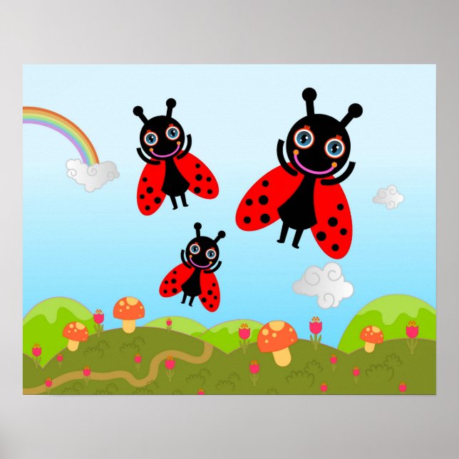 Póster Ladybug e cogumelos (Frente)