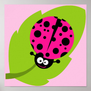Poster Ladybug Rosa Quente