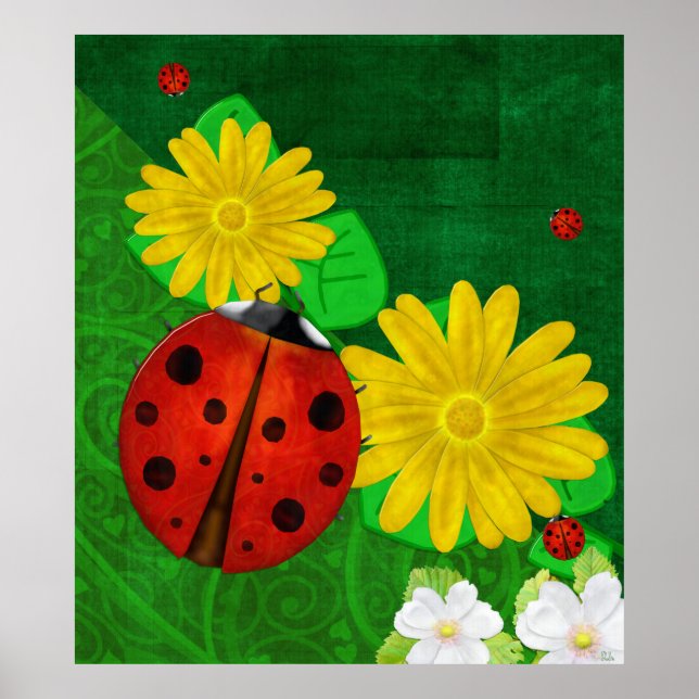 Poster Ladybug Whimsey 3D Folk Art (Frente)