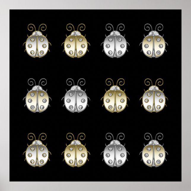 Poster Ladybugs Dourado Silver Diamond (Frente)