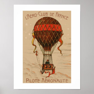 Póster L'Aero Club de France Balão de Ar Quente