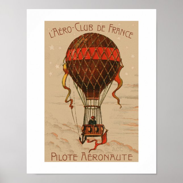 Póster L'Aero Club de France Hot Air Balon (Frente)
