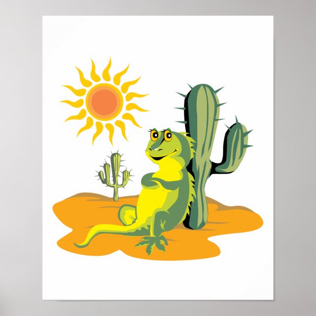 Póster lagarto feliz no deserto (Frente)
