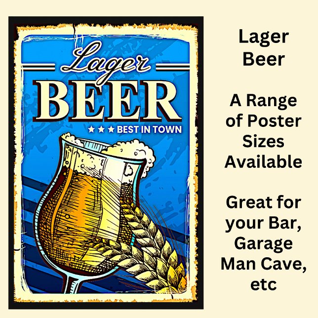 Poster Lager Beer Glass Blue (Criador carregado)