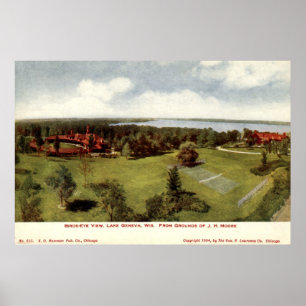Póster Lago 1904 vintage Genebra, Wisconsin