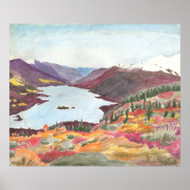Poster Lago Ártico em Autumn Watercolor: (Frente)