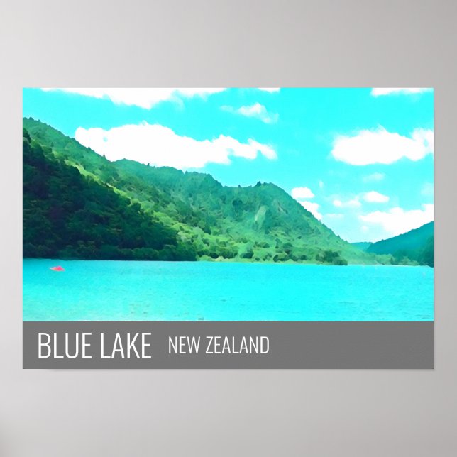 Poster Lago Azul Nova Zelândia viagem (Frente)