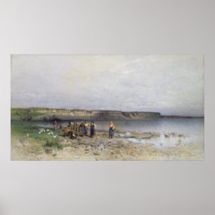 Poster Lago Balaton com a Costa de Akarattya, 1885