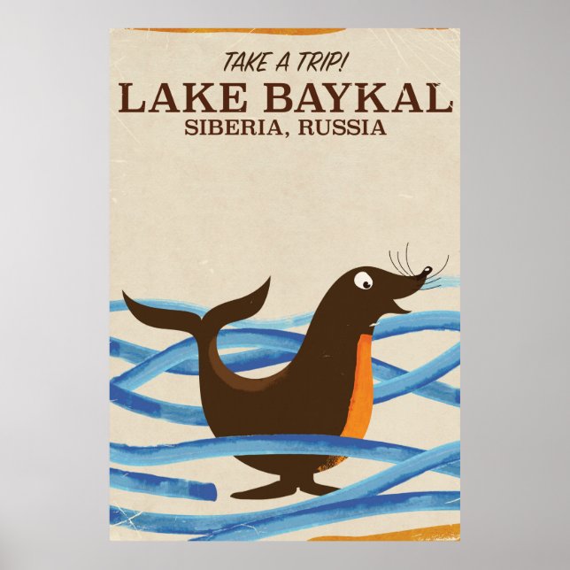 Póster lago Baykal Viagens vintage (Frente)