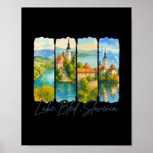 Poster Lago Bled Eslovênia Viagem Passagem Pincelada Souv