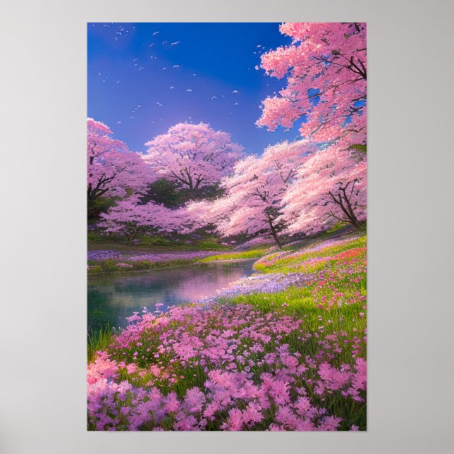 Poster Lago Calm cercado por Delights da Natureza (Frente)