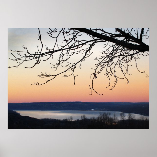 Poster Lago Cayuga em Sunset (Frente)