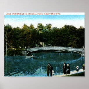 Poster Lago, Central Park, vintage da Nova Iorque