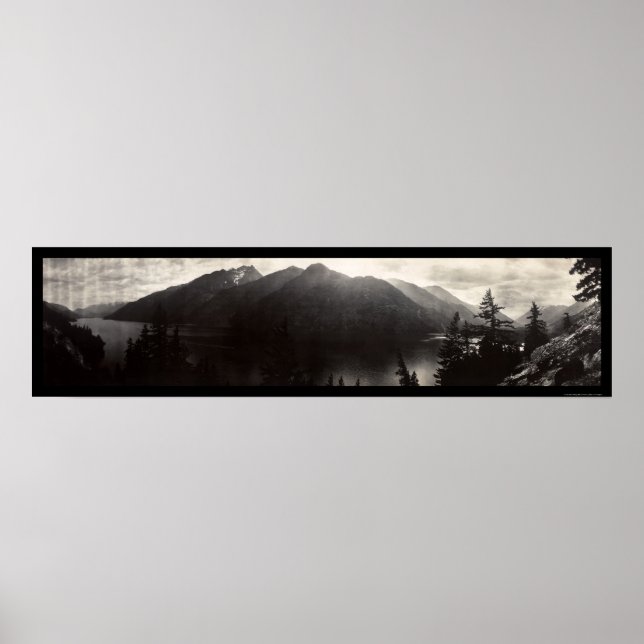 Poster Lago Chelan, WA Cascade Mountain Foto 1908 (Frente)