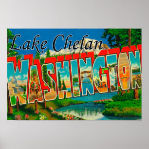 Póster Lago Chelan, Washington - grandes cenas da letra