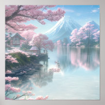 Lago Cherry Blossom em Mist
