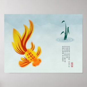 Póster Lago com Koi
