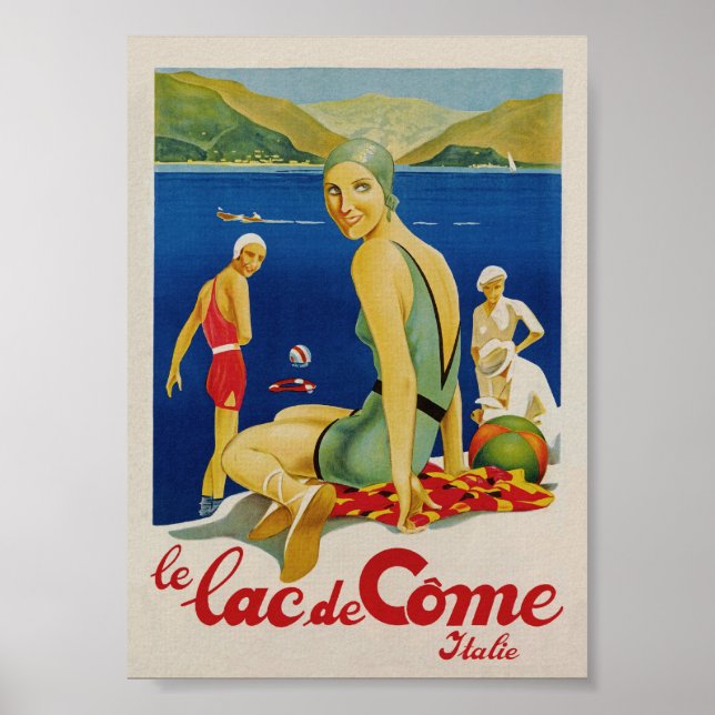 Poster Lago Como Itália Viagens vintage (Frente)