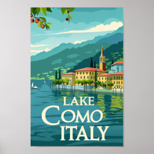 Poster Lago Como Itália Vintage Familiar Viagem Place