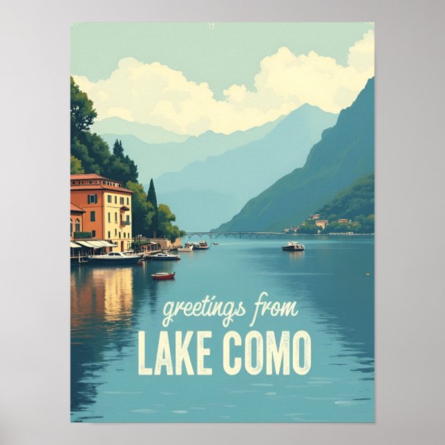Poster Lago Como Vintage (Frente)