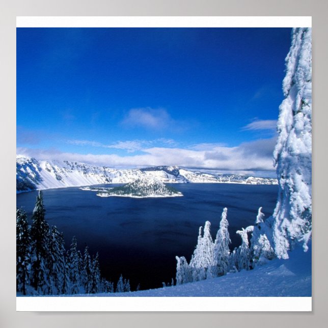 Póster Lago Crater em Winter Oregon (Frente)