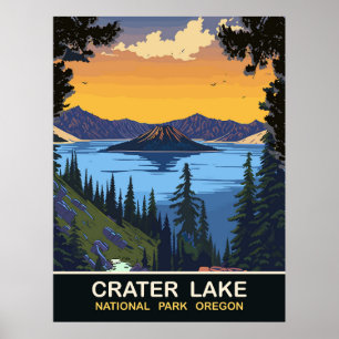 Poster Lago Crater, Parque Nacional, Oregon, Viagem