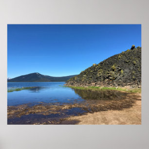 Poster Lago Davis com Rochas Lava, OR